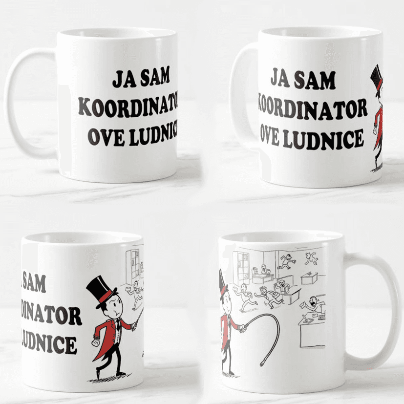 Keramička šolja Direktor ludnice, 330ml, Višebojna