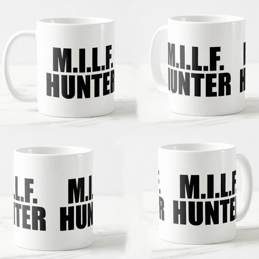 Keramička šolja Milf Hunter, 330ml, Bela