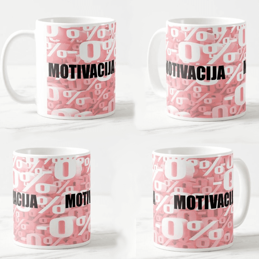 Keramička šolja Motivacija 0%, 330ml, Roze