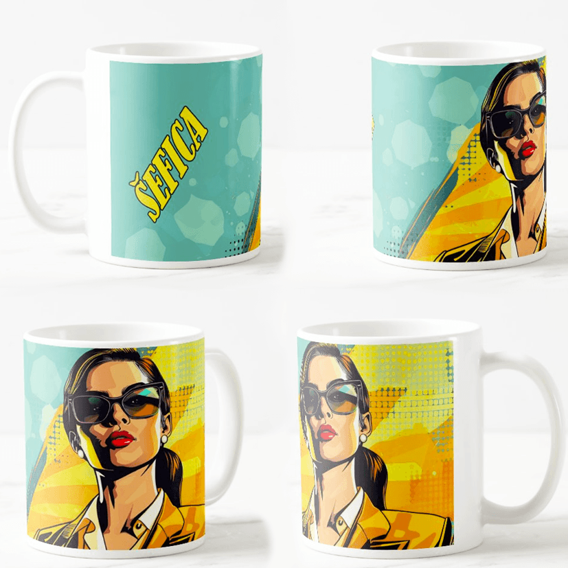 Keramička šolja Šefica, 330ml, Višebojna