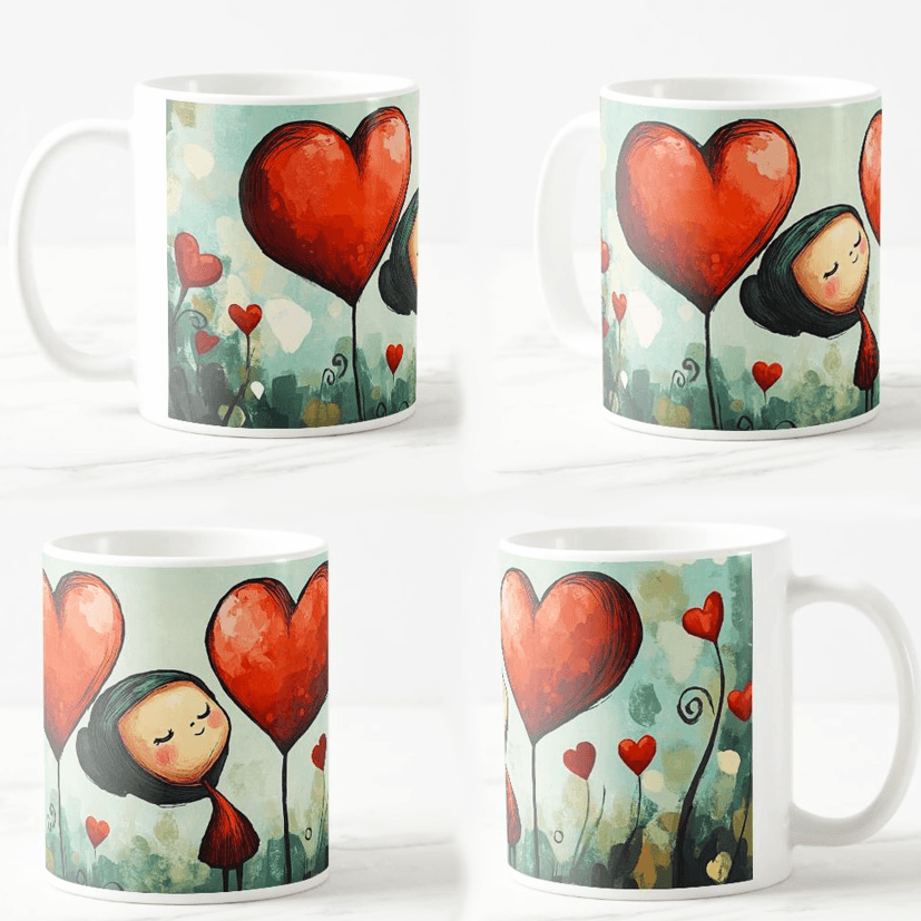 Keramička šolja Ljubav, 330ml, Višebojna