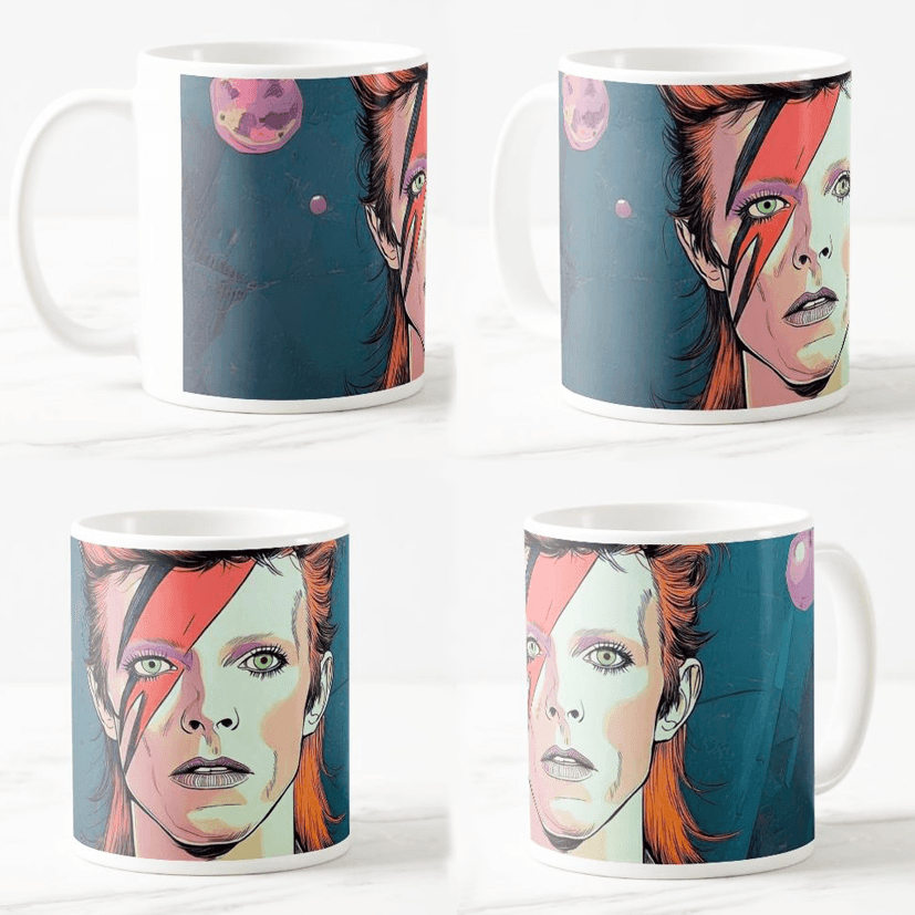 Keramička šolja David Bowie, 330ml, Višebojna