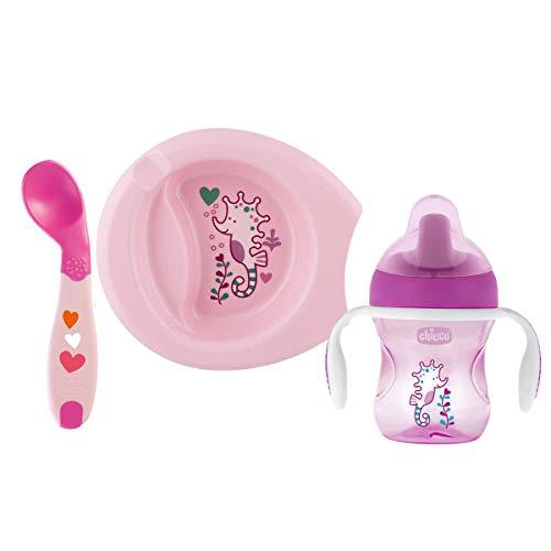 Chicco Set pribora za bebe, 6m+, Roze