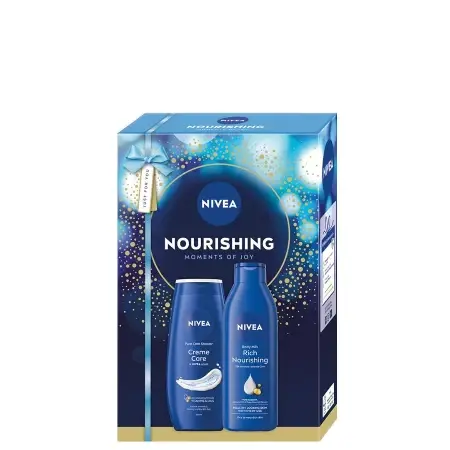 Nivea Ženski set Nourishing, Gel za tuširanje 250 ml + mleko za telo 250 ml