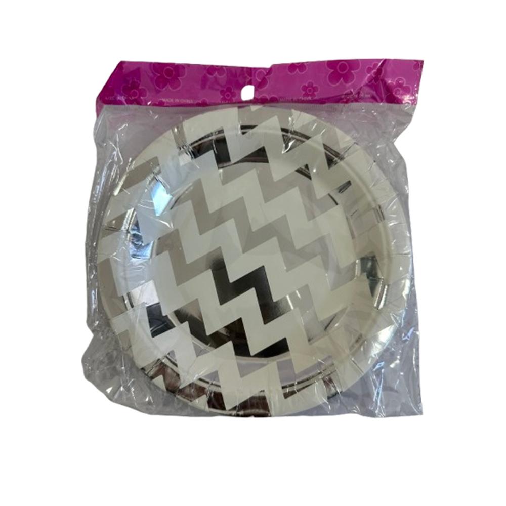 Kartonski tanjirići, 10 komada, Belo - srebrni