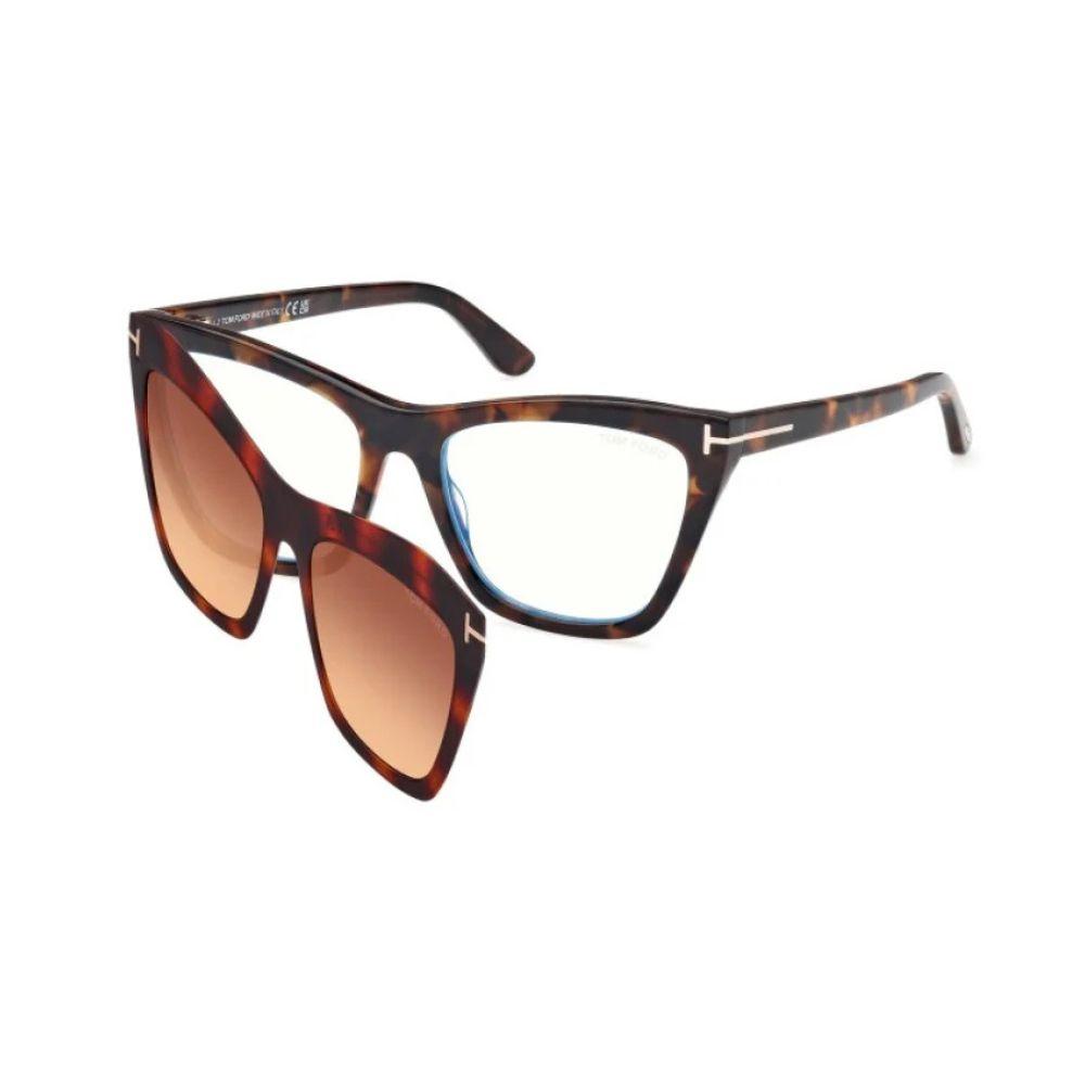 Tom Ford Ženski okvir za dioptrijske naočare Blue block CLIP ON Okviri 0FT5971-B 5254, Smeđi