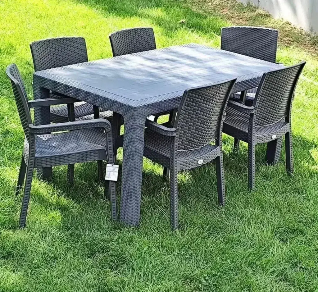 Bimas Baštenski set Mewalli, 6 stolica i sto 90 x 150 cm, Sivi