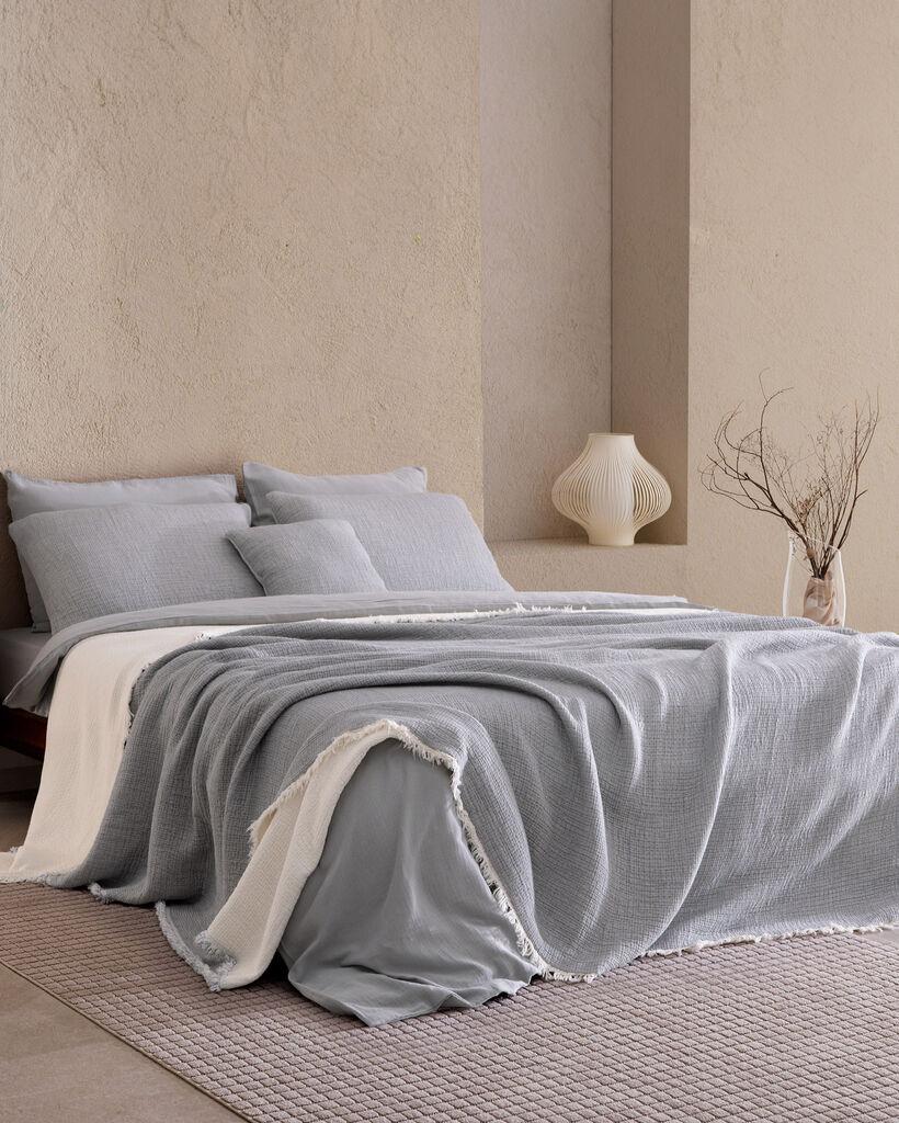 Madame Coco Set posteljine Pivoine, 200x220cm, 8 delova, Sivi