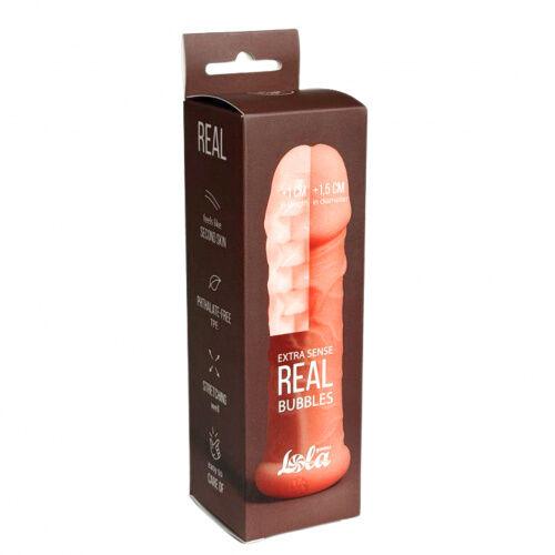 Lola Games Navlaka za penis Real Extra Sense Bubbles, 13.5cm, Boja kože