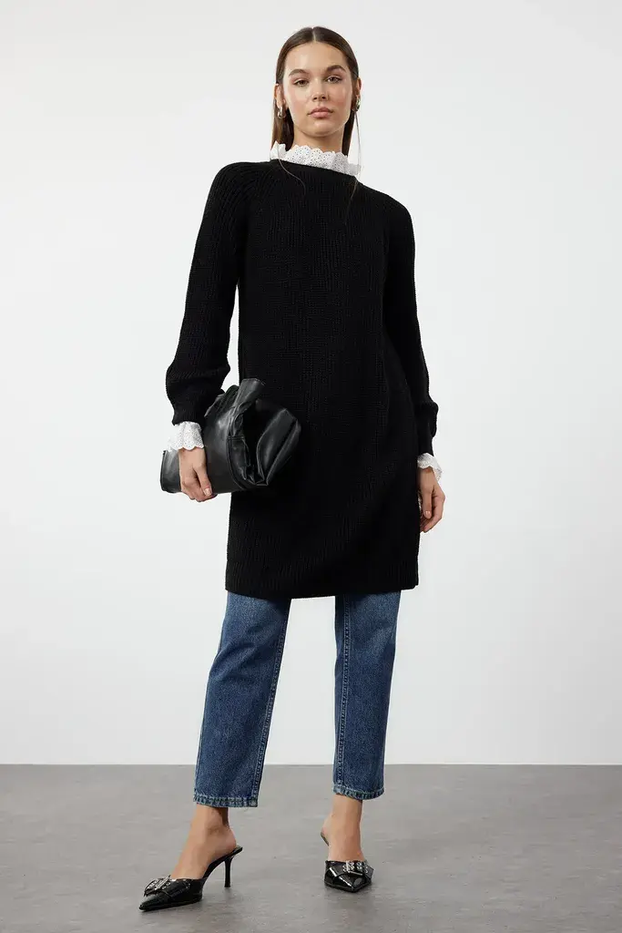 Trendyol Modest Ženski džemper Tctaw24Ak00126, Crni