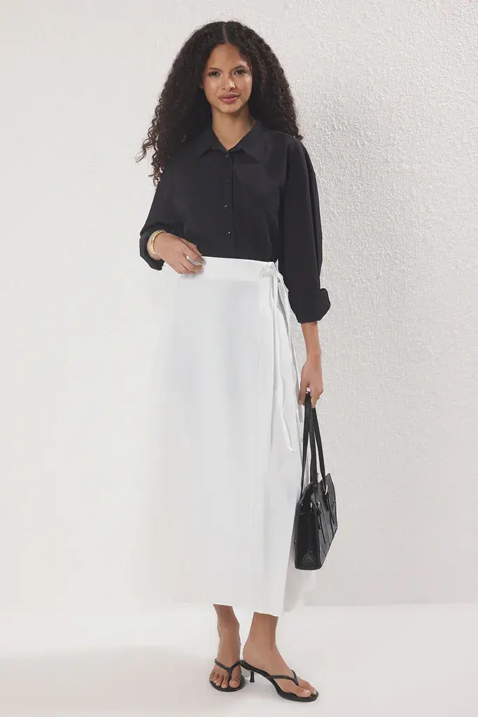 Trendyol Modest Ženska suknja Tctaw25Ee00007, Bela