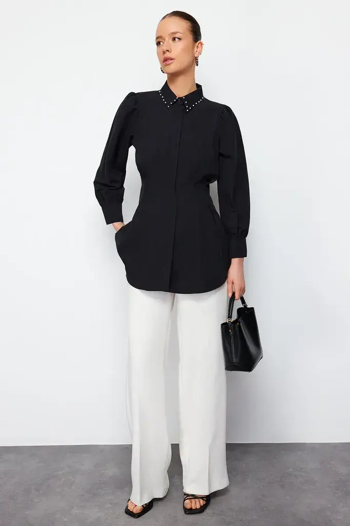 Trendyol Modest Ženska košulja Tctaw24Tg00027, Crna