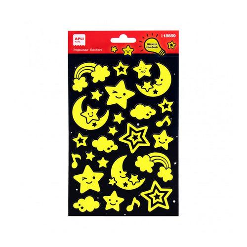 APLI Nalepnice koje sijaju u mraku Nebo, Žute