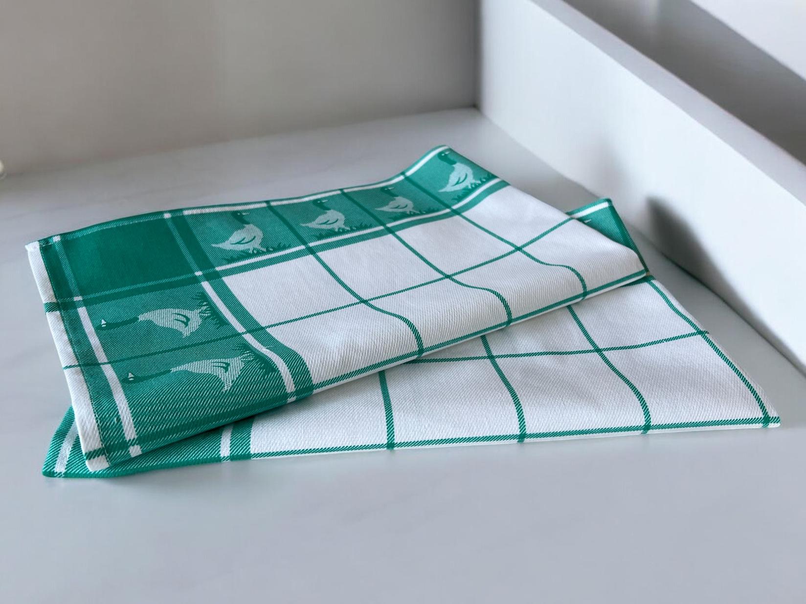 Kuhinjska krpa 50x70cm model kocka, Zeleno-bela