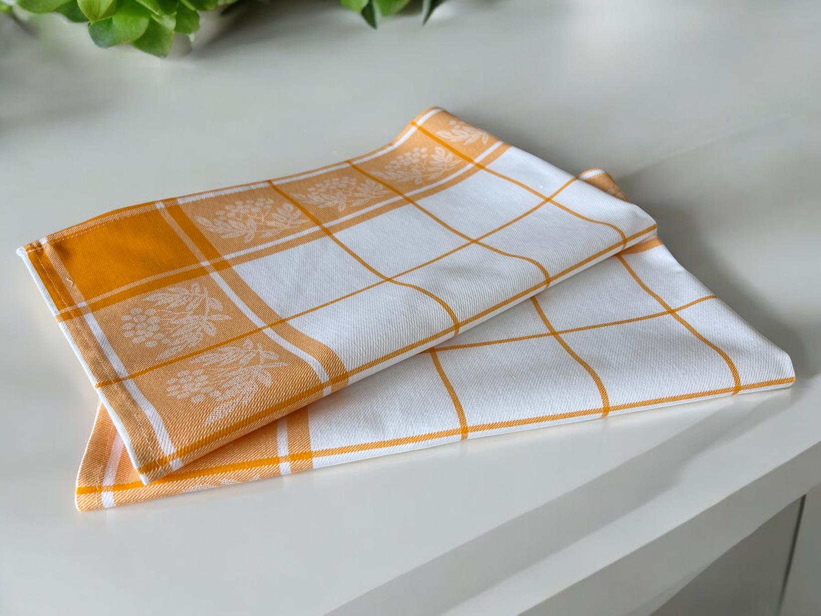 Kuhinjska krpa 50x70cm model kocka, Narandžasto-bela