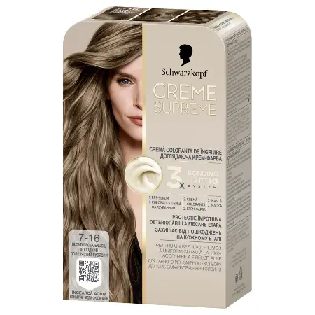 Schwarzkopf Farba za kosu Creme supreme,  7-16 cool ash blonde
