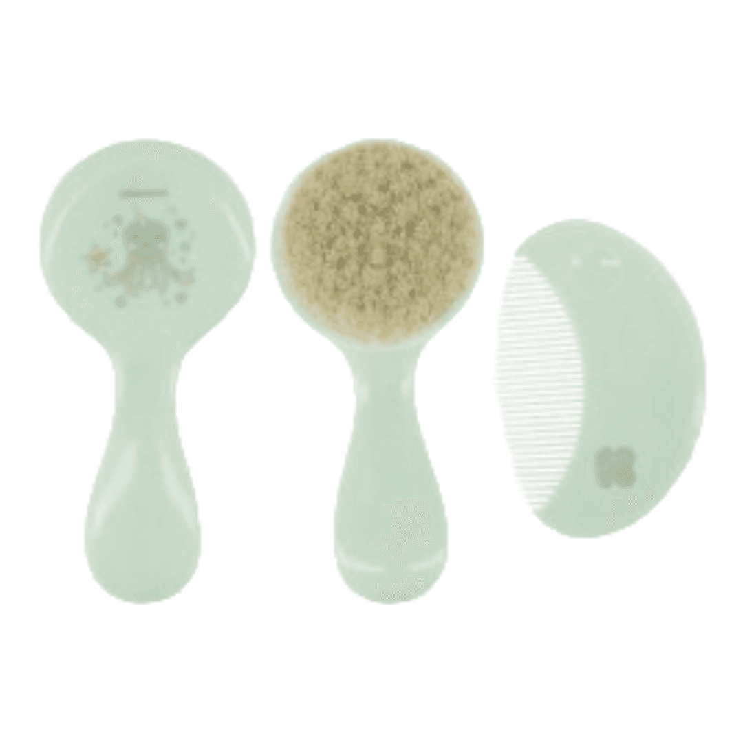 KIKKA BOO Četka i češalj sa prirodnim vlaknima, Zelena