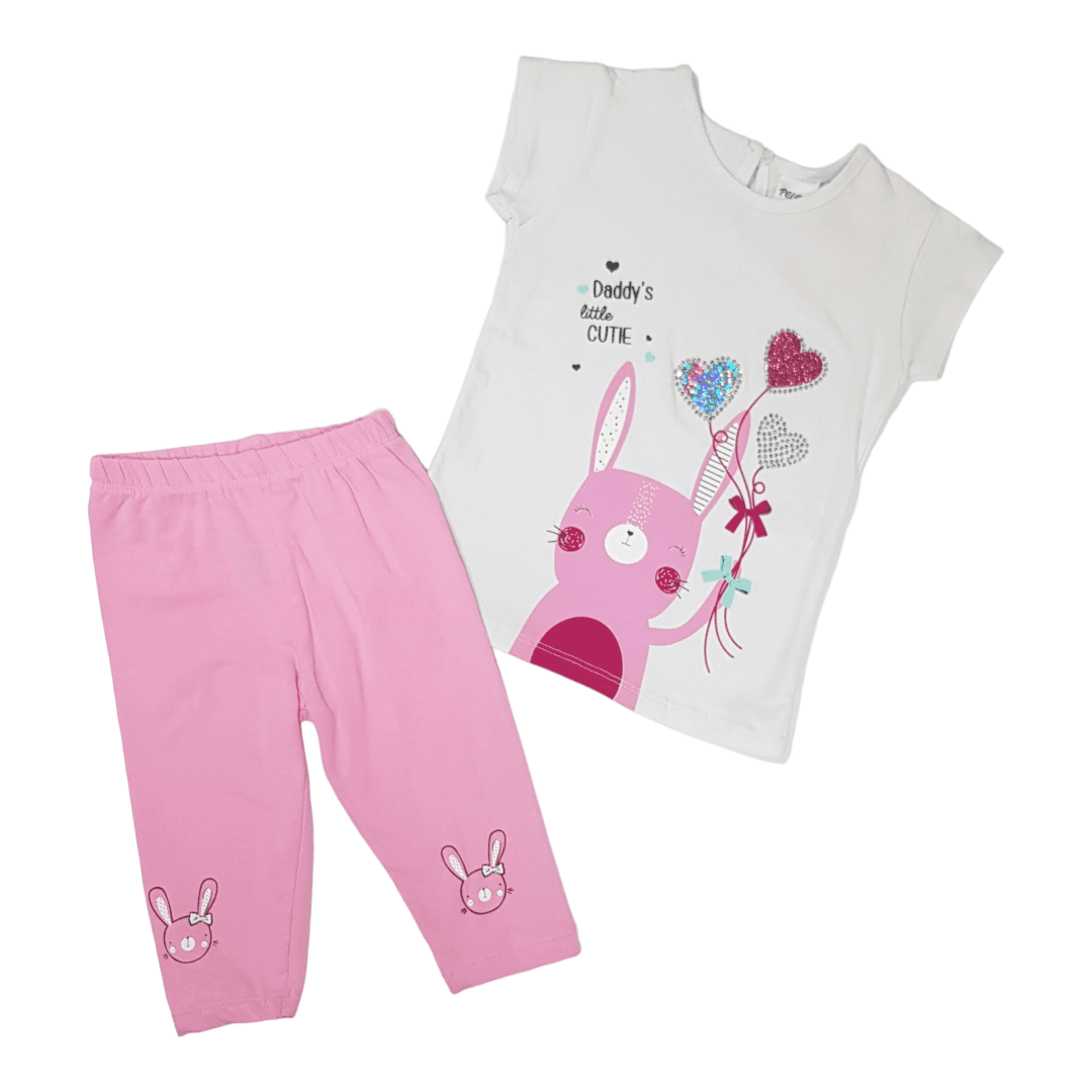 MY BABY Dvodelni set za bebe Zeka, Roze-beli