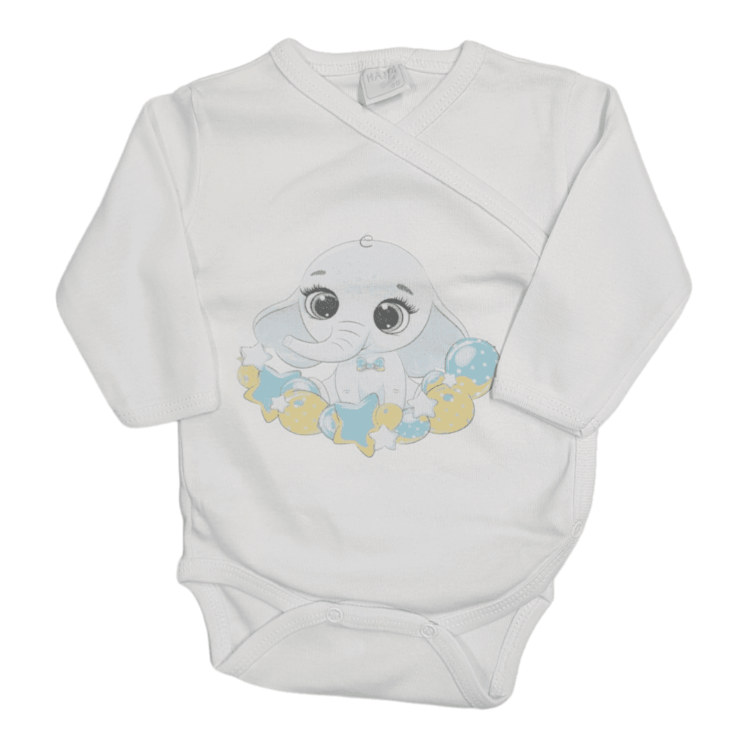 HAJDI Bodi za bebe dugih rukava Slonče, Beli