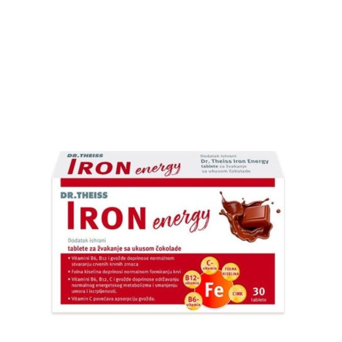 NATUR PRODUKT PHARMA Iron energy Tablete za žvakanje sa ukusom čokolade, 30 tableta