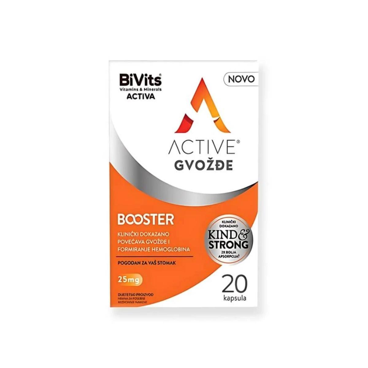BIVITS Active gvožđe Booster Kompleks sa aktivnim oblikom gvožđa, 20 kapsula