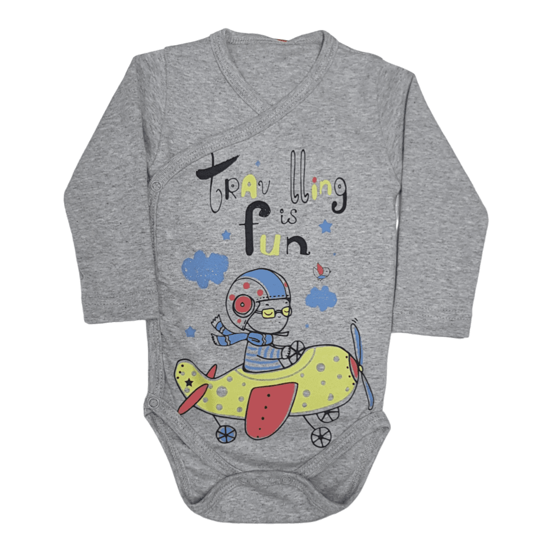 KIKO CLUB Bodi za bebe dugih rukava, Sivi