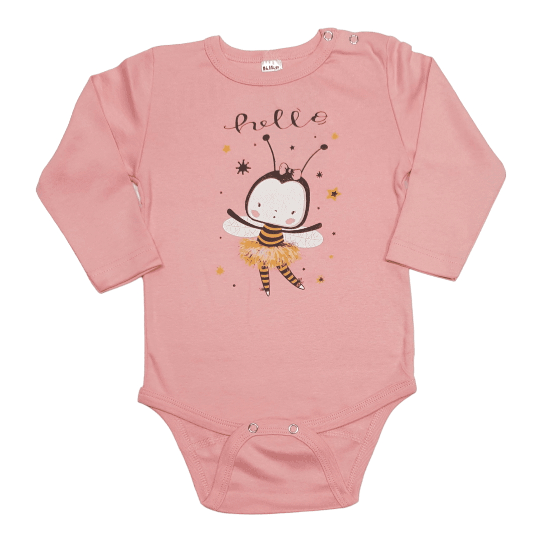 KIKO CLUB Bodi za bebe dugih rukava Pčelica, Roze