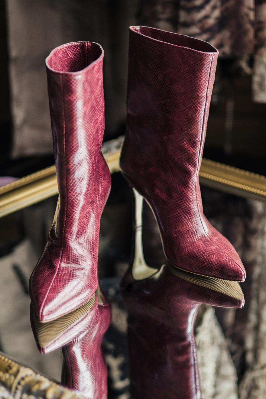 Ženske čizme na štiklu Eloise, Bordo