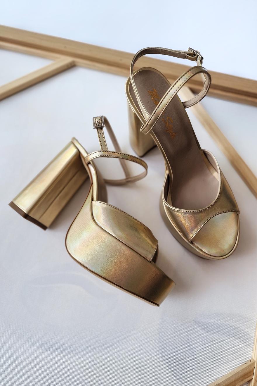 Ženske sandale Marcia, Zlatne boje