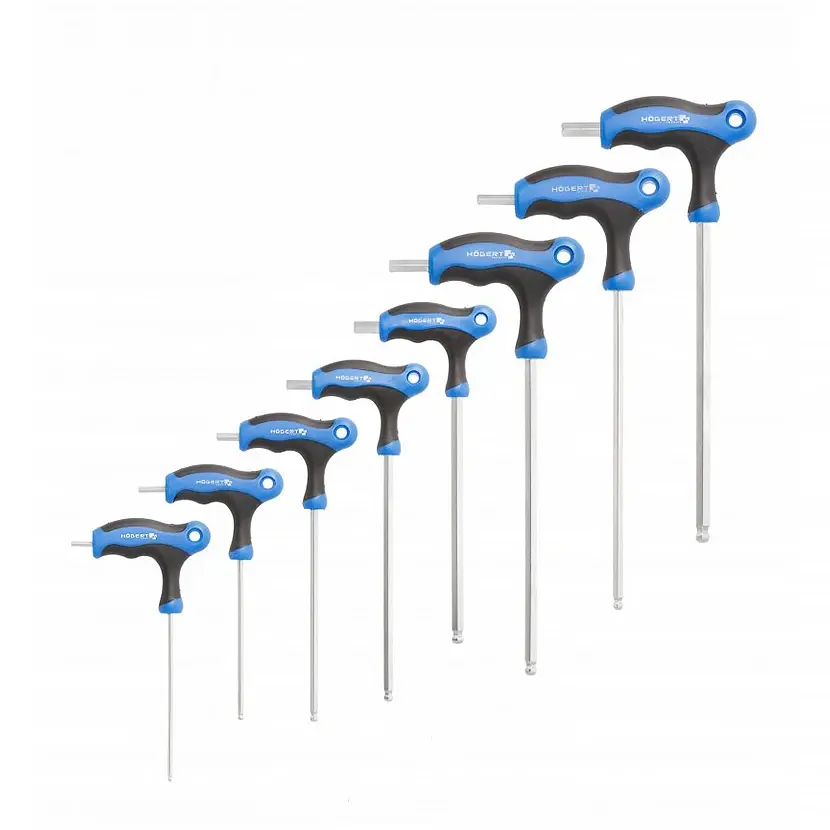 HOGERT Set Torx ključeva S2, T-ručka, 2.5-10, 8 komada, Plavi