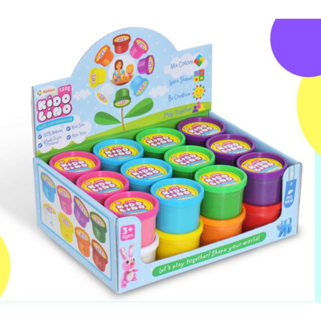 Kekec Plastelin u čaši Kidolino, 24 komada, Šareni