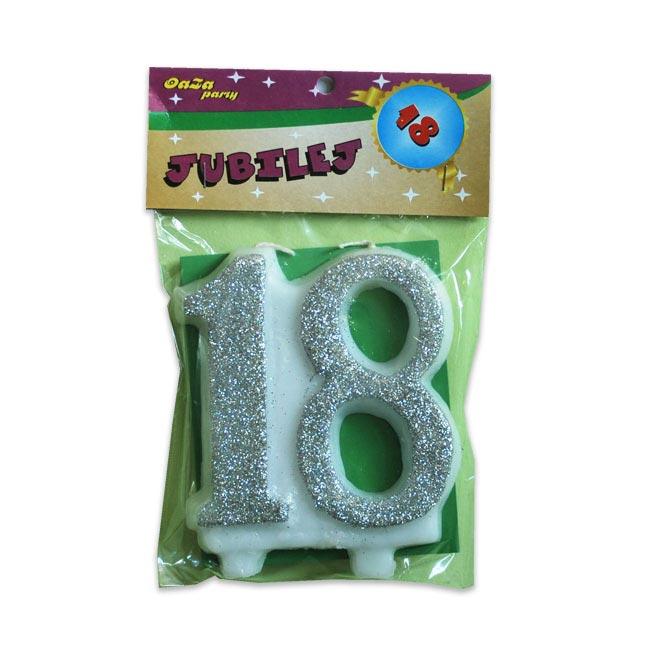 Oaza party Rođendanska svećica, 18, Srebrna boja