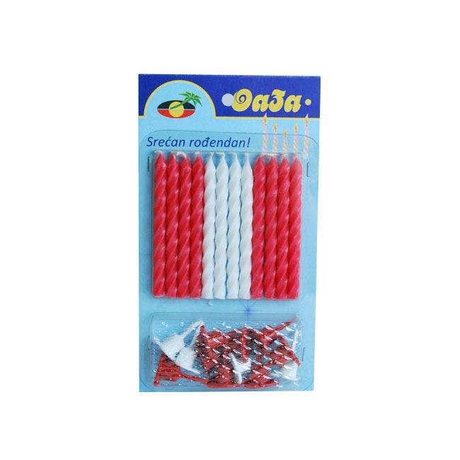 Oaza party Svećice za tortu, Klasik, 12 komada, Crvene