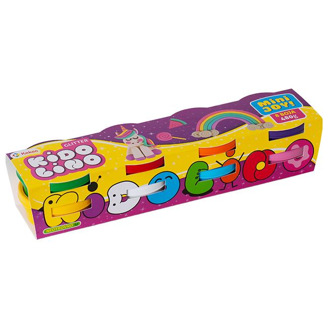 Kekec Plastelin u čašicama Kidolino, Gliter, 8 komada