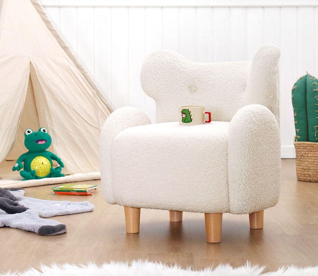 Atelier del Sofa Dečija fotelja Juano Teddy, 55x61x55 cm, Bela