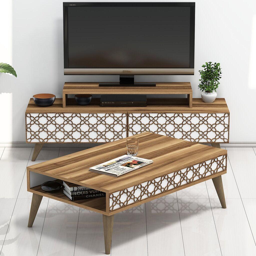 Hanah Home Set TV komoda i klub sto City, Orah-beli