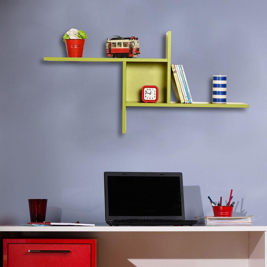 Hanah Home Zidna polica Raf-04-Yy-1, 100x50x18 cm, Zelena