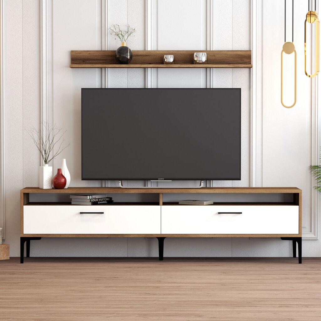 Hanah Home TV komoda sa policama Istanbul, 180 cm, Orah-bela