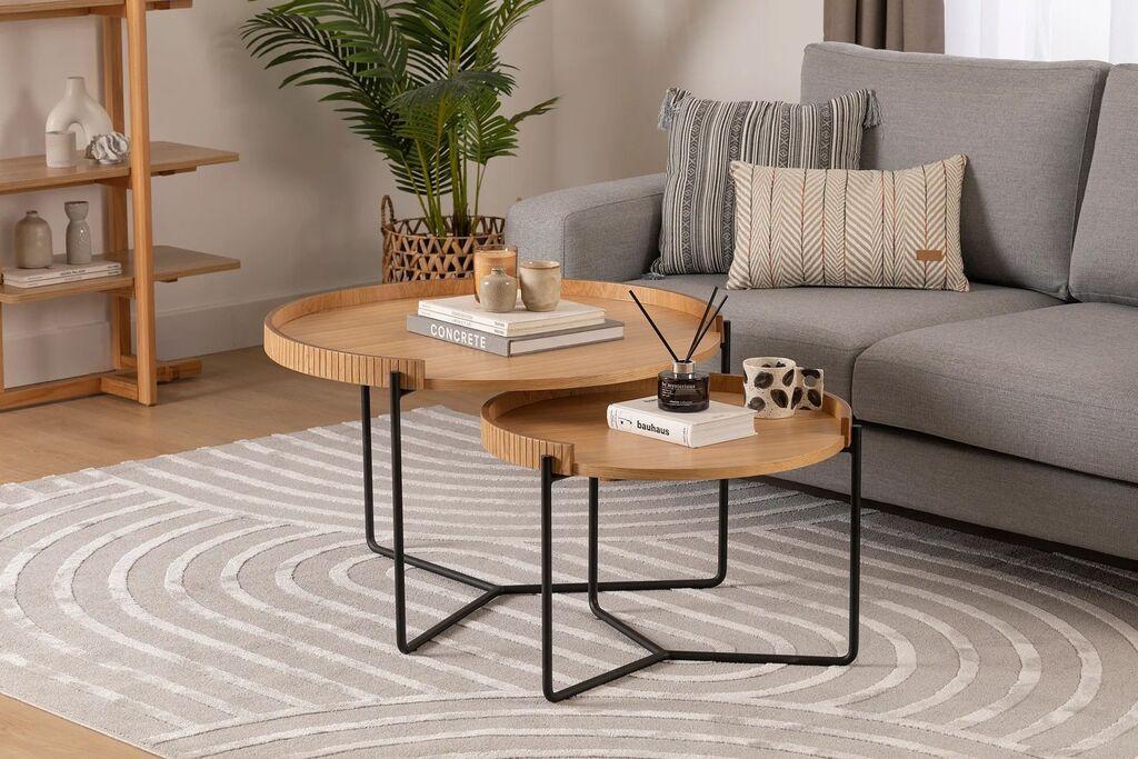 Hanah Home Set klub stočića Mandy, 2 komada, 80x51x80 i 60x41x60 cm, Smeđi