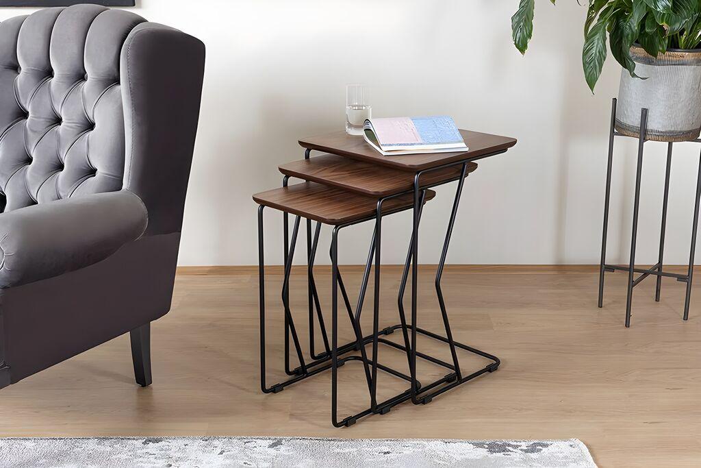 Hanah Home Set klub stočića Ren, 3 komada, Orah