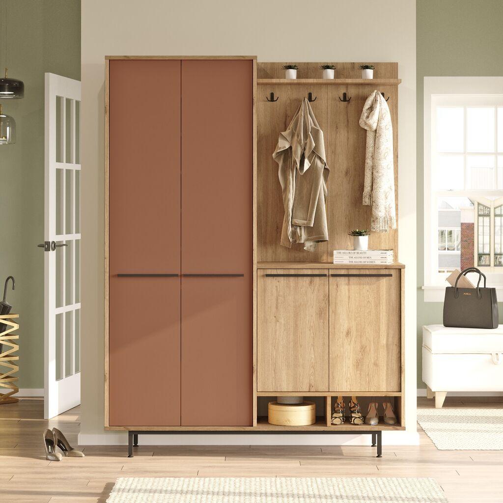 Hanah Home Komplet predsoblja OS1-SK, 147.4x35.5x195.6 cm, Braon