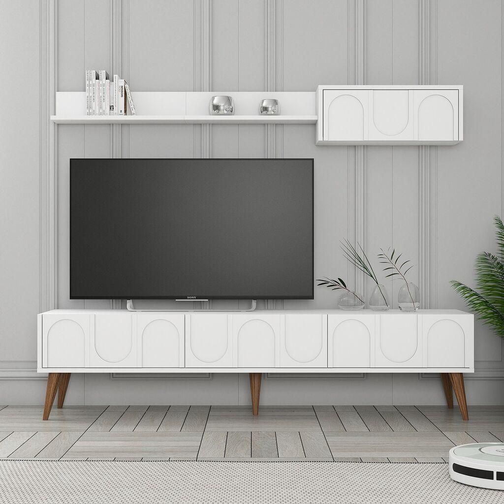Hanah Home TV komoda sa policama Lyon 2, 180 cm, Belo-braon