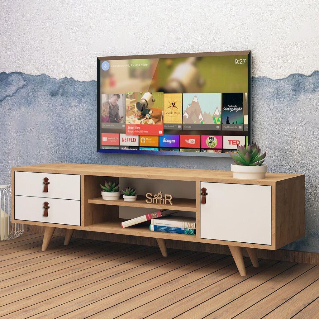 Hanah Home TV komoda sa policama Lara, 120x53x40 cm, Hrast-bela