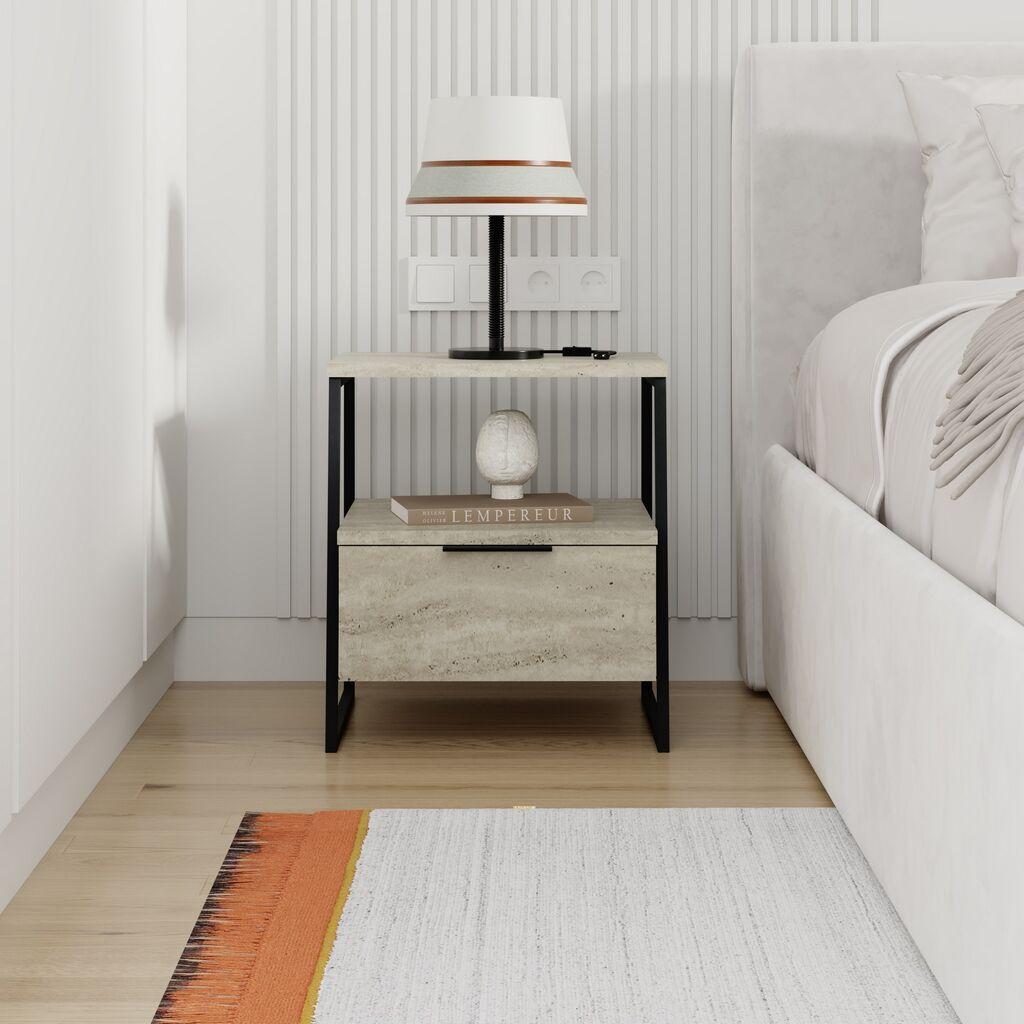 Hanah Home Noćni ormarić Pal, 45x50x40 cm, Krem