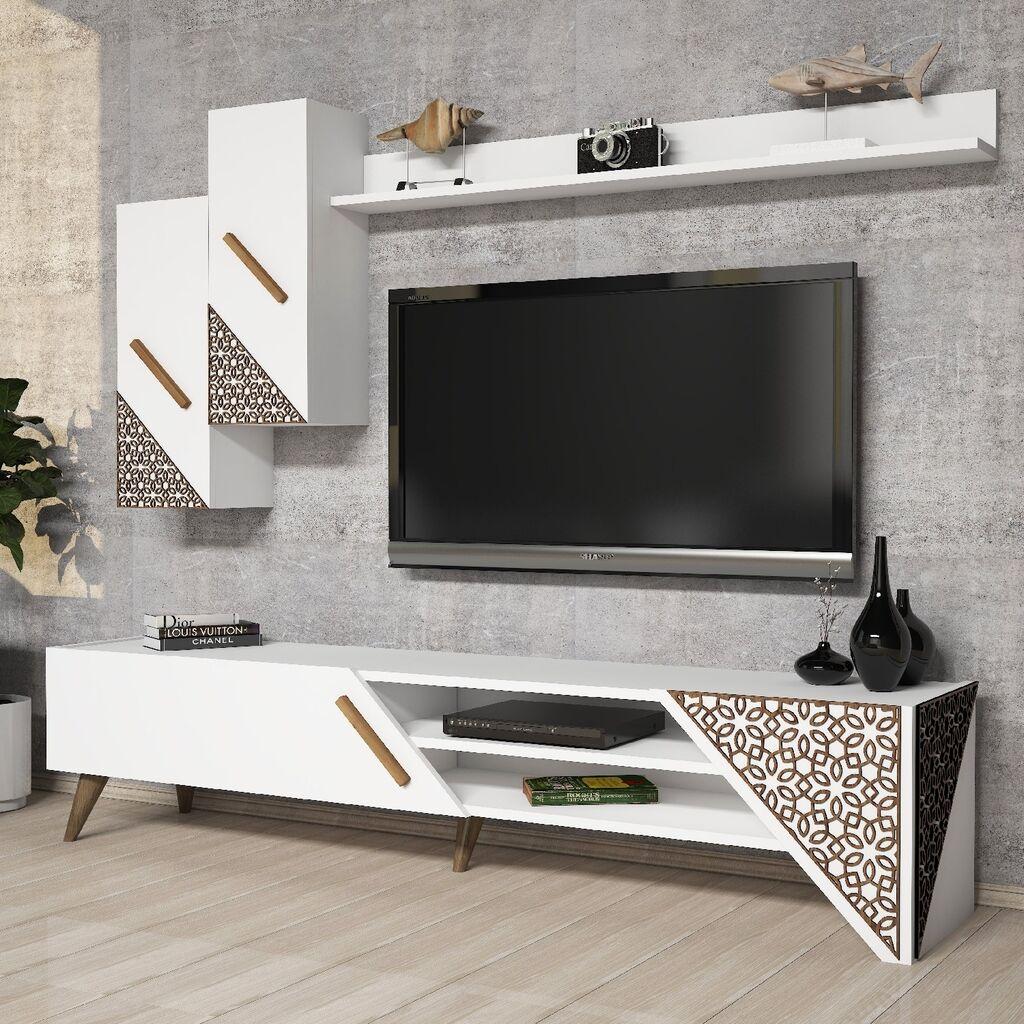 Hanah Home TV komoda sa policama Beril, 180x40x37 cm, Bela
