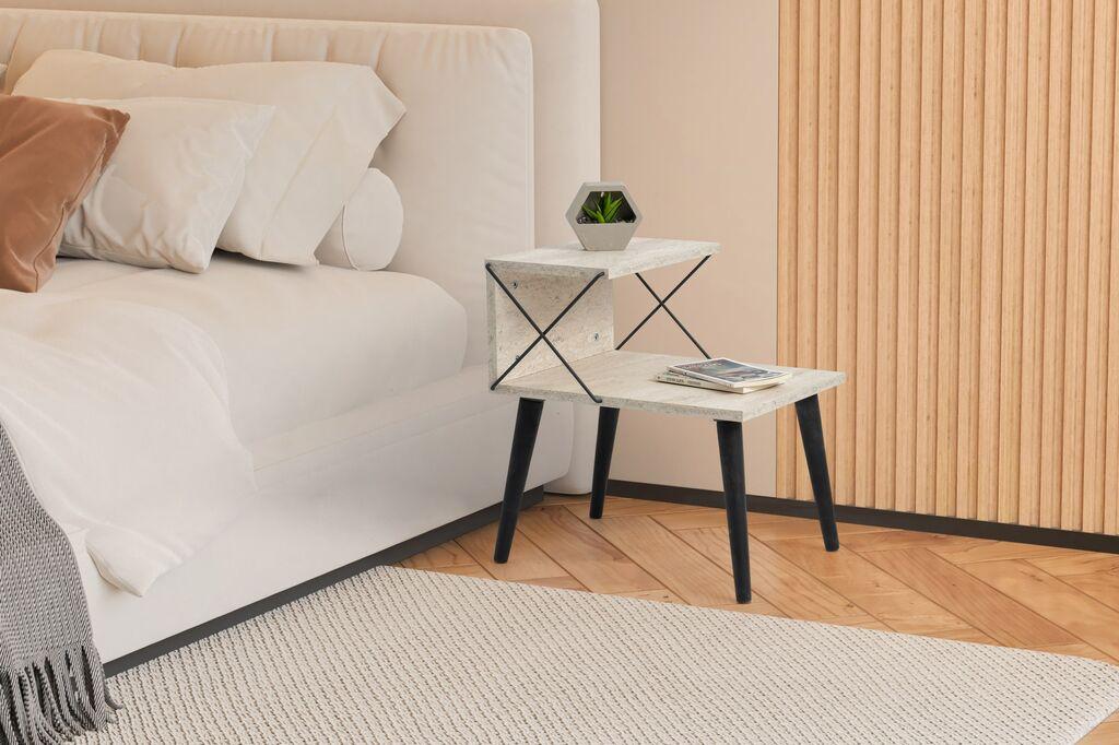 Hanah Home Noćni ormarić Cross, 50x55x40 cm, Krem