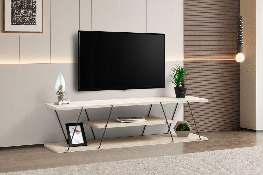 Hanah Home TV komoda Canaz, 120x33x30 cm, Krem-crna