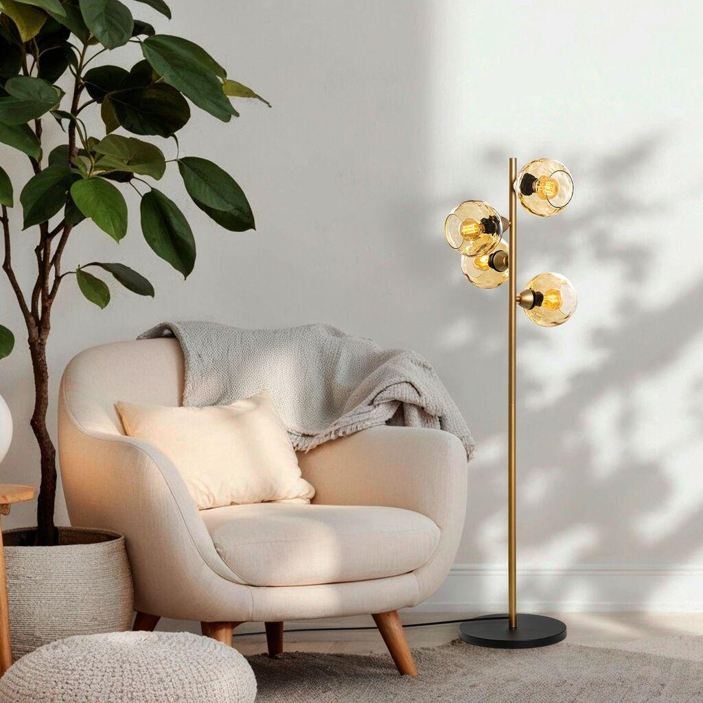 Opviq Podna lampa Benek-15-14544, 36x36x135 cm, IP20, Zlatno-žuta boja