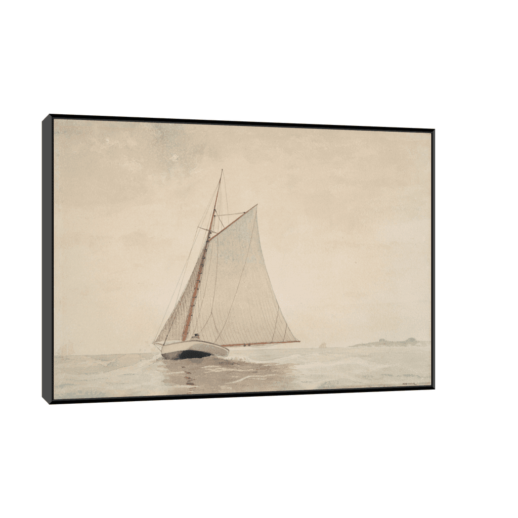 Canvas Slika na platnu Sailing off Gloucester - Winslow Homer, Sa ramom, 45 x 30 cm, Crni