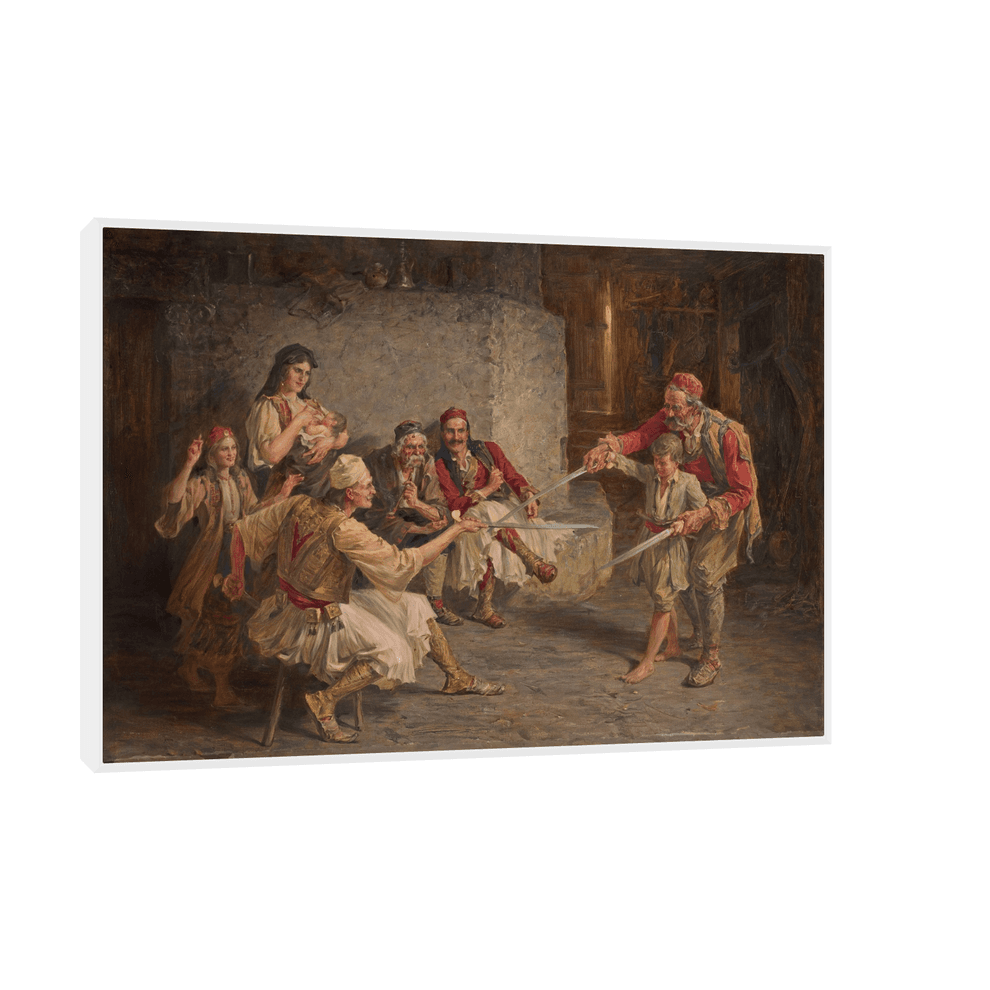 Canvas Slika na platnu Čas mačevanja - Paja Jovanović, Sa ramom, 75 x 50, Beli